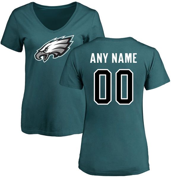 Women Philadelphia Eagles NFL Pro Line Green Any Name and Number Logo Custom Slim Fit T-Shirt->->Sports Accessory